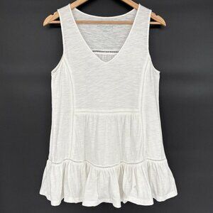 Soft Surroundings Sleeveless Ruffle Hem Tunic Top S White Boho Chic Feminine